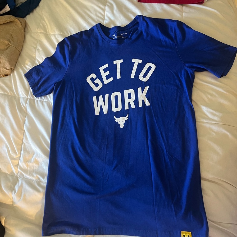 Under Armour Blue 'Get To Work' Project Rock Short Sleeve Tee
